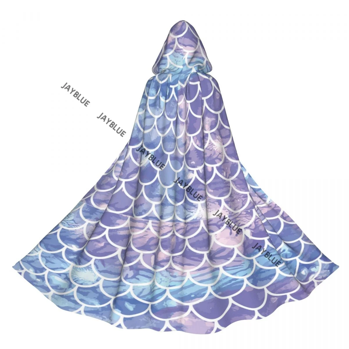 Unisex Adult Lilac Mermaid Scales Cloak with Hood Long Witch Costume Cosplay