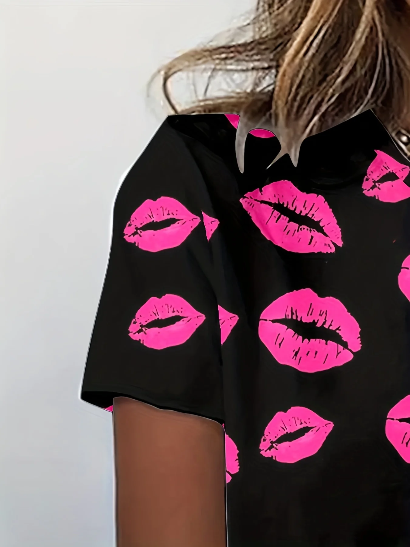 Summer Plus Size Ladies T-shirt 3D Printed Sexy Lips Women\'s Breathable T-Shirt Oversized Street Short Sleeve Round Neck T-Shirt