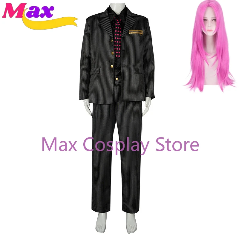 Max Cos Anime Golden Wind Diavolo Cosplay Kostuum Pruik Zwarte Streep Pak Jas Volwassen Man Vrouw Carnaval Uniform Aangepaste grootte