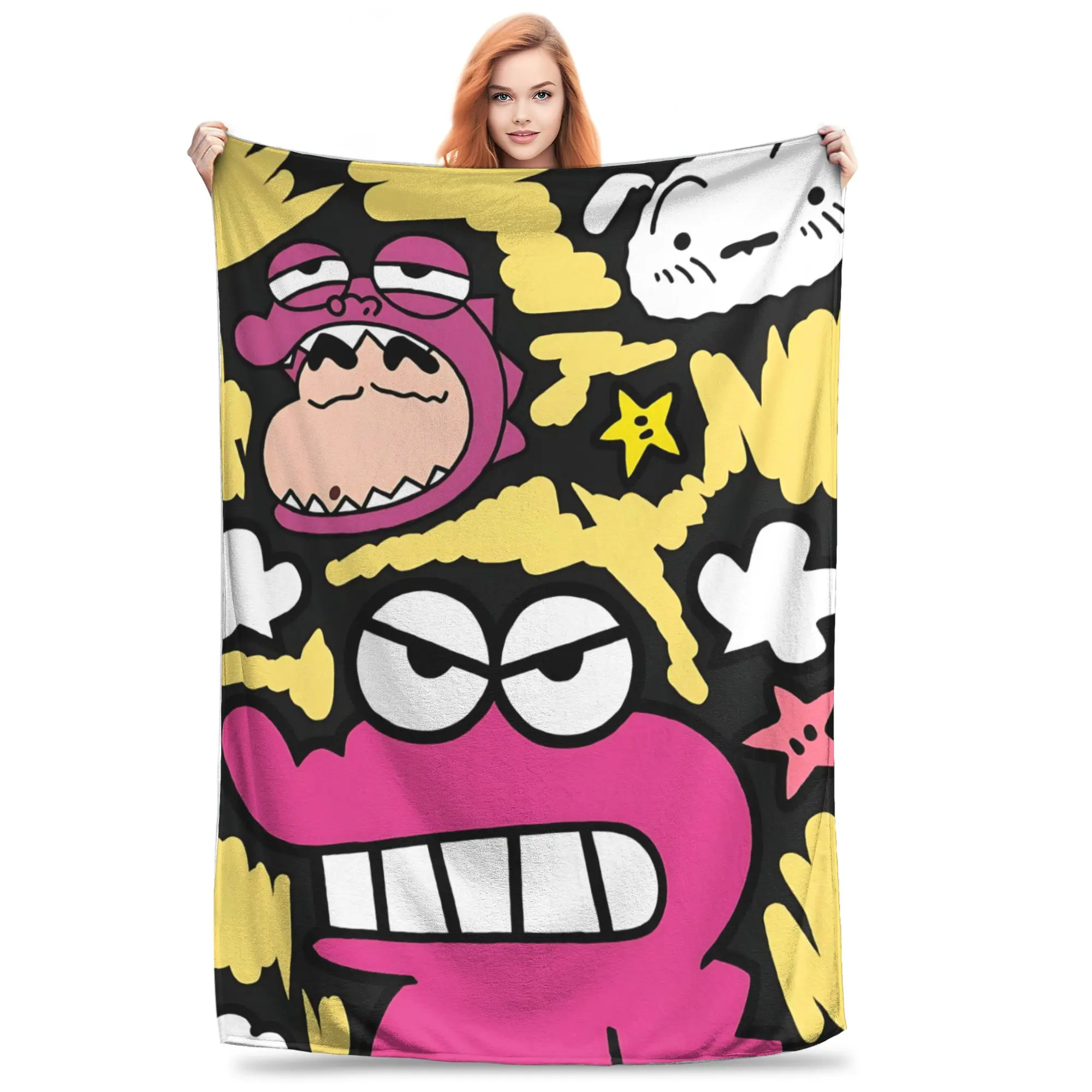 1PC home Cutecore Crayon Shin chans  Blanket Super Cosy Plush Home Living Room Sofa halloween