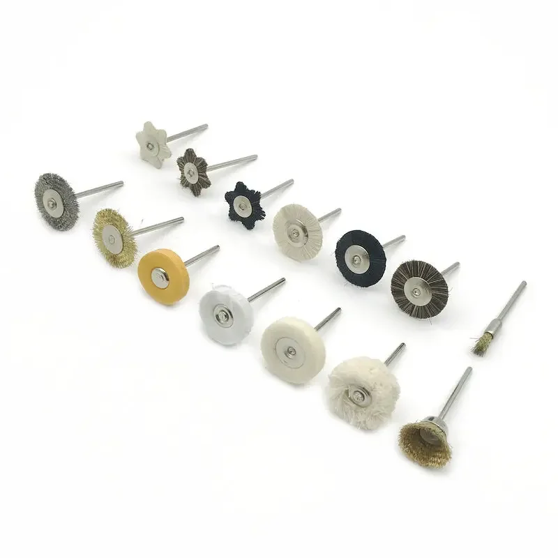 14pcs/set Dental Lab Brush Polishing Wheel Polishers for Rotary Tools 2.35mm Shank Dental HP Polisher Brush