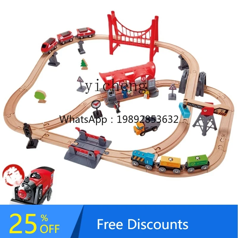 Conjunto de blocos de construção de trilha de trem AF, brinquedos educativos de madeira para crianças, carro elétrico, cabeça de manequim