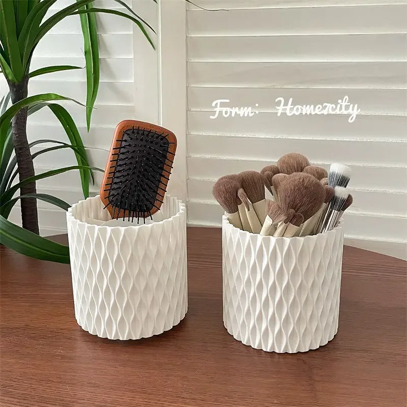 360 Rotating Makeup Brush Organizer With/no Lid Luxury Cosmetics Lipstick Eyebrow Pencil Holder Storage Box with Grid