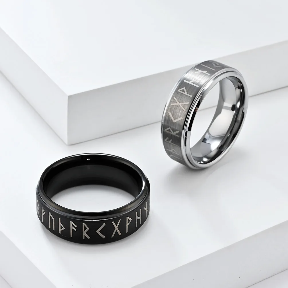 Vintage Stainless Steel Viking Rune Ring Men Odin Letter Wedding Womens Amulet Band Jewelry Gift Anel Jewelry