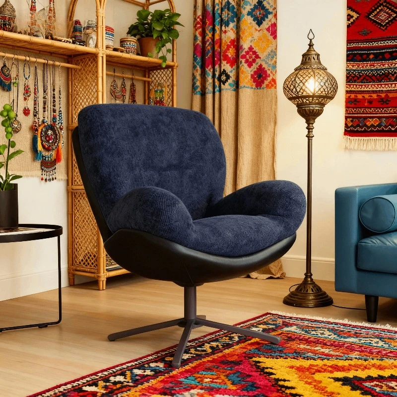 360° Swivel Accent Chair Owl Modern Chenille Lounge Navy Blue Accordion Adhd Gaming Aesthetic Arm Armchair Bedroom Designer Bald