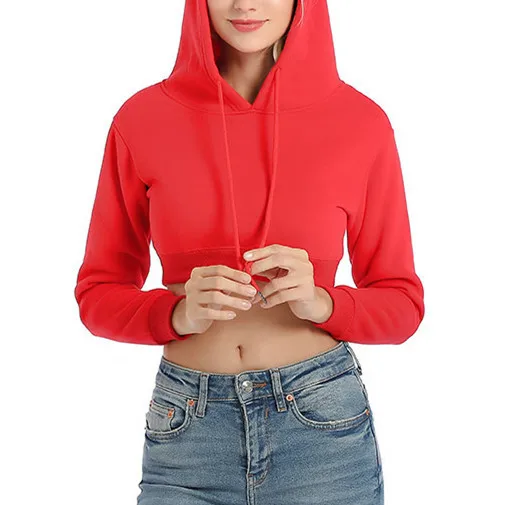 Women's Casual Hooded Top Short Navel European American Style Autumn Winter Wear Independent Station Wish
