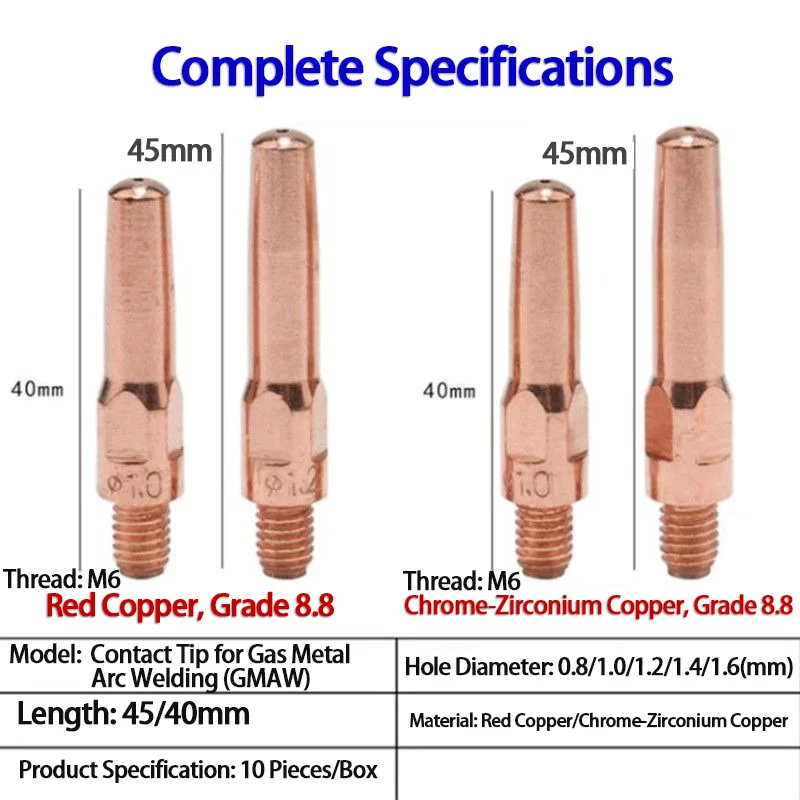 MIG gas shielded welding nozzle Copper conductive nozzle 0.8/1 0/1.2/1.4/1.6/mm two shielded welding gun, welding nozzle