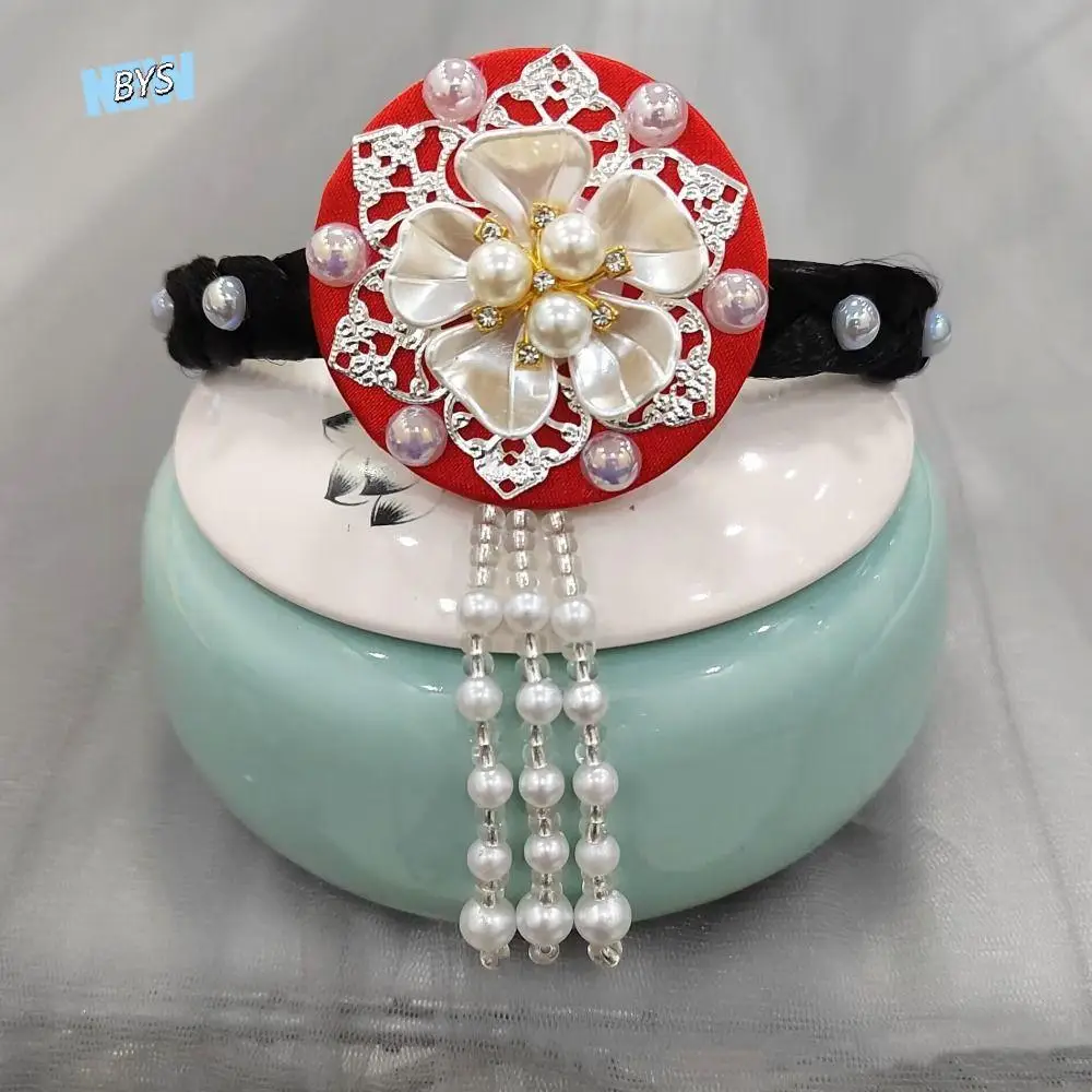 

Retro Flower Korean Headband Tassel Beaded Hanbok Hairband Ethnic Style Headdress Stage Dance Hair Hoop Girls