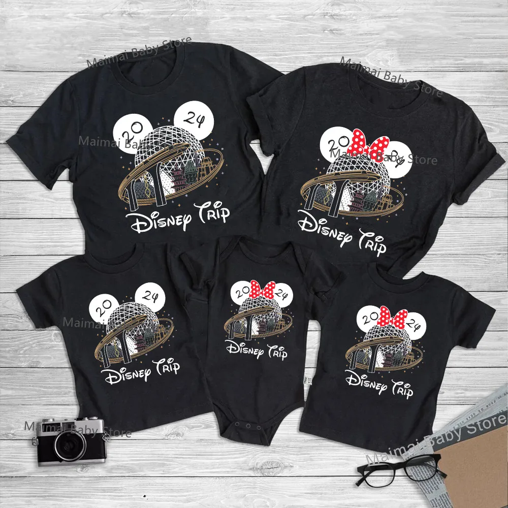 

Epcot Disney Trip 2024 Family Matching Shirts Funny Mickey Minnie Tshirt Look Dad Mom Kids Tee First Disneyland Vacation Outfits