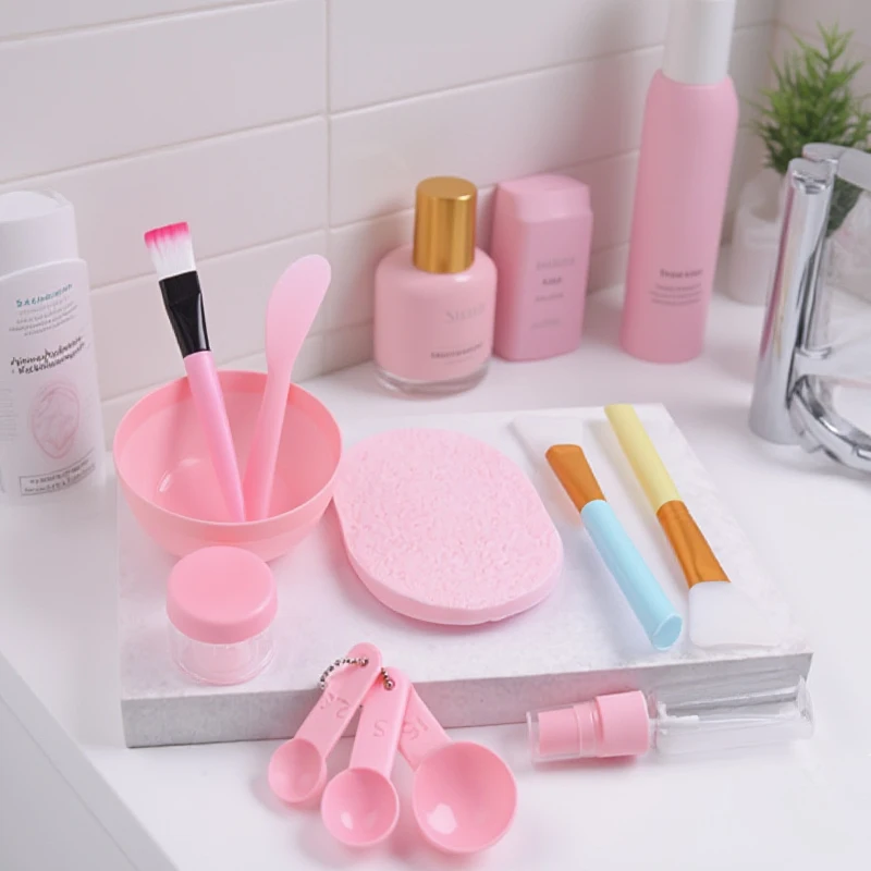 Juego de cuencos para máscara Facial, color rosa y verde, herramientas de belleza, botellas con cepillo, kits de herramientas para el cuidado de la piel, 9/11 Uds.