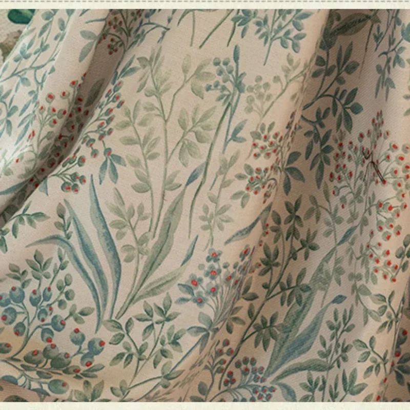 

American Pastoral Retro Curtains for Living Dining Room Bedroom Floral Print Cotton and Linen Blackout Light Luxury