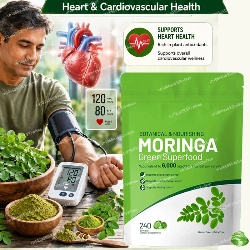 Moringa Capsules Immune and Joint Support,Promote Blood Sugar Level,Improve Skin,Bone Health and Enhance Stamina&Mental Focus