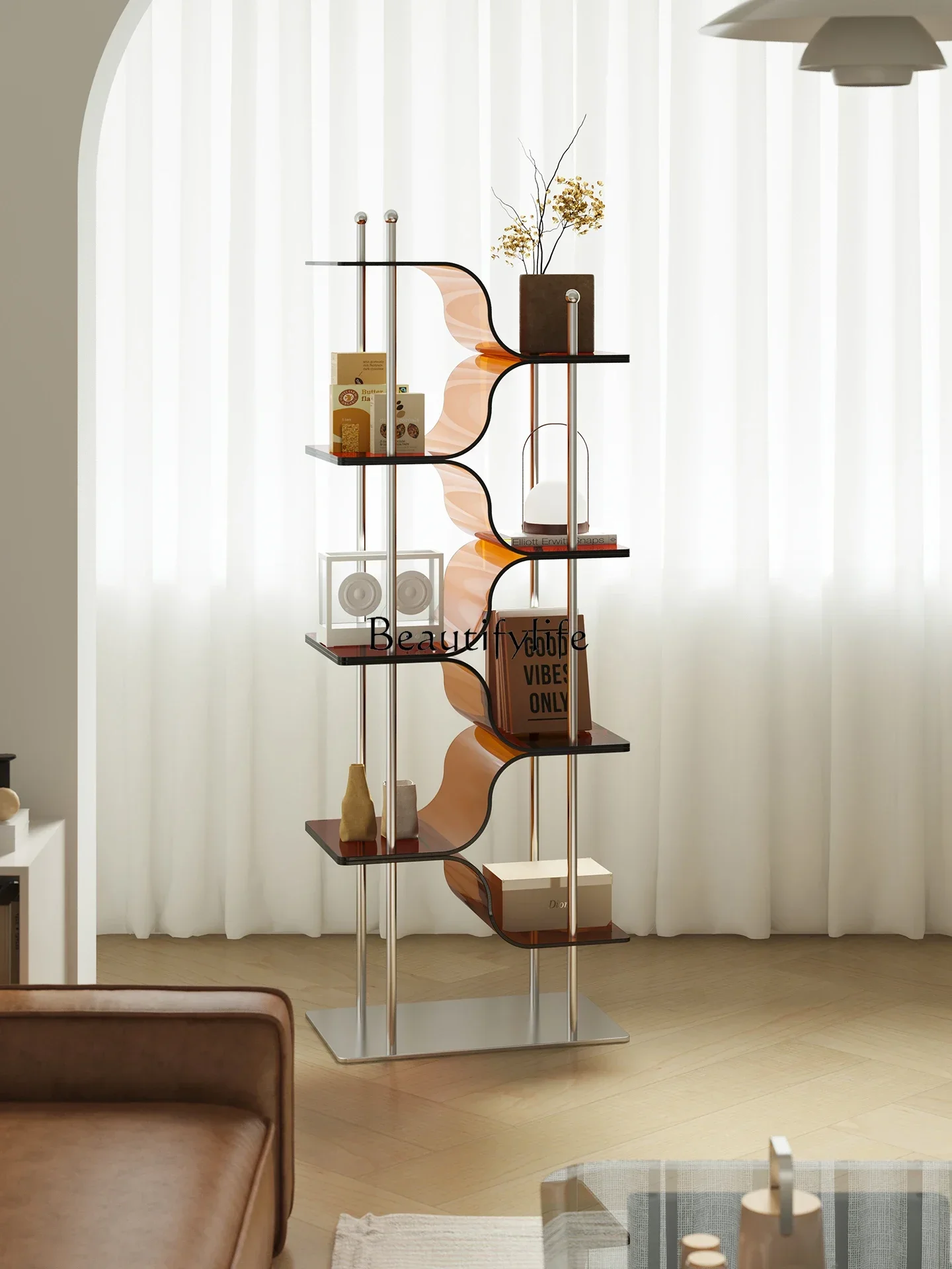 

FG17Acrylic Vintage Style Storage Rack Home Storage Display Rack Bookshelf