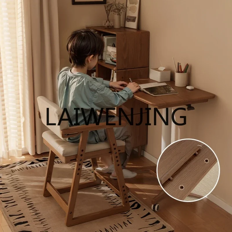 RWJ Solid Wood Liftable Computer Desk Portable Small Apartment Bedside Foldable Small Desk