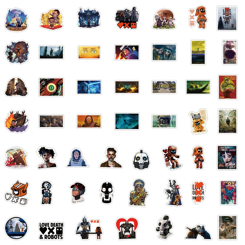 10/30/50pcs TV Show Love,Death&Robots Stickers for Laptop Travel Case Water Bottle Phone Waterproof Vinyl Cool Sticker Decals Pa