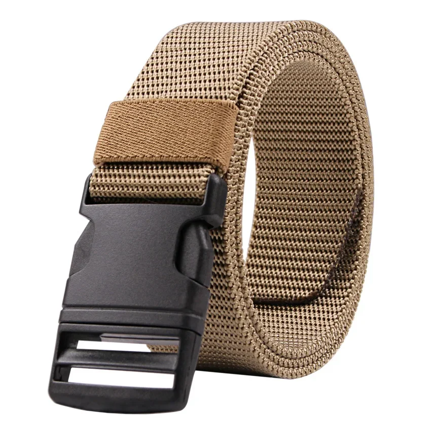 Outdoor Multi Functionele Canvas Plastic Gesp Tailleband Tactische Nylon Riem Voor Man Hoge Kwaliteit Broek Mannen Riemen Bruin