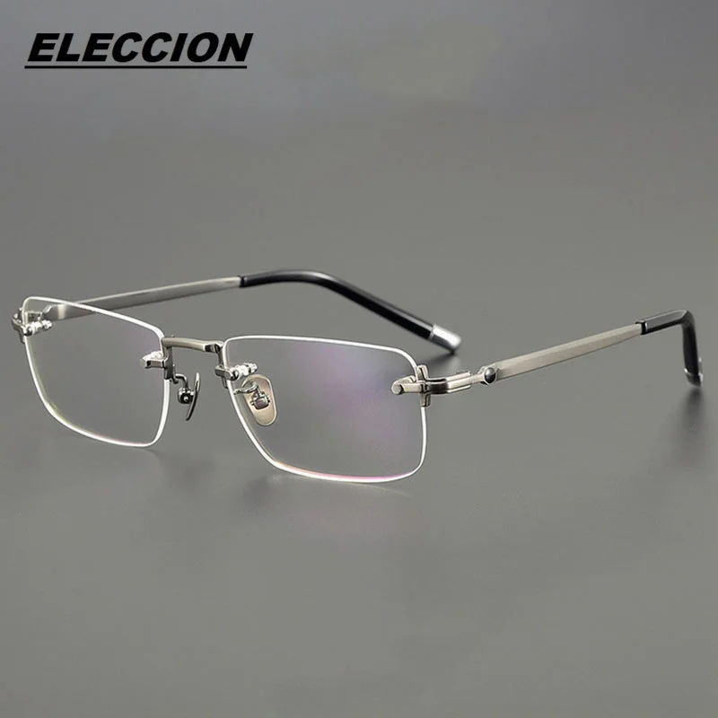 

ELECCION High-quality Titanium Men Rimless Glasses Optics Frame Male Myopia Frameless Eyewear Prescription Eyeglass Frames Women