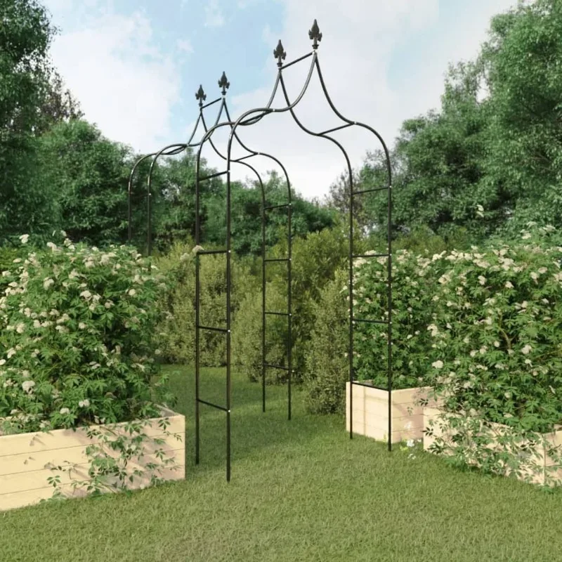 

Garden Arch Black Powder-coated Steel Large Decorative Inlays
