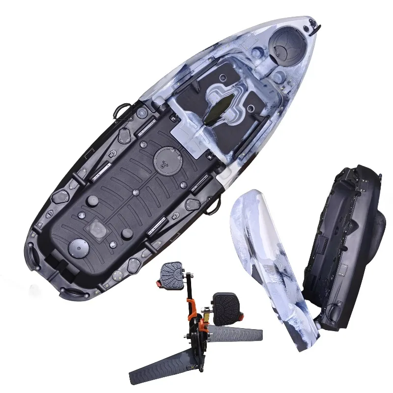 2.5m Pro Angler Plastic Folding Kayak Foldable/seperate Two Parts Fishing Kayak with Pedal System Aluminum Seat view 3