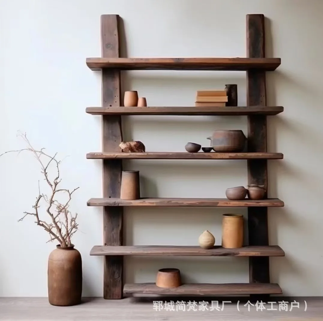 Customized old elm bogu frame B & B antique porcelain display stand, quiet wind solid wood multi-layer rack, locker