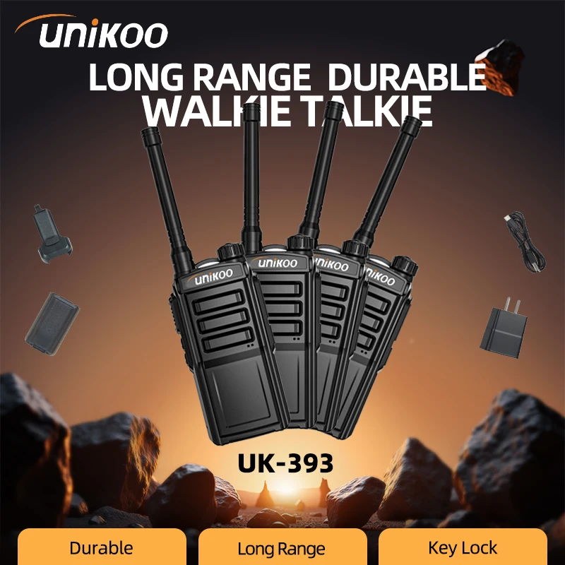 

Unikoo UK393 Walkie Talkie 4 PCS 16 Channels Professional License-free PMR446 FRS Portable Communication Set Two Way Radios