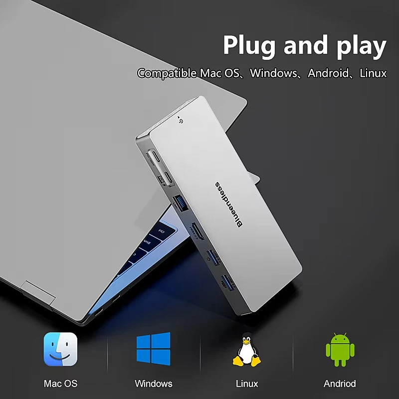 Hub USB Tipe C 14 In 1 dengan Adaptor RJ45 LAN HDTV 4K 60Hz 10Gbps USB 3.2 Hub Pembaca SD/TF 3.5Mm Audio PD100W