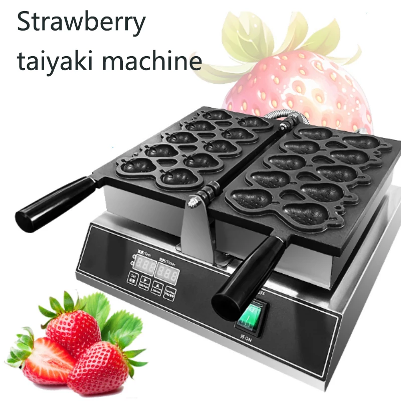 Commercial electric Strawberry shaped waffle maker 1600W Round Shape Waffle Cake Maker 4CM Egg Bubble Maker 110v/220v