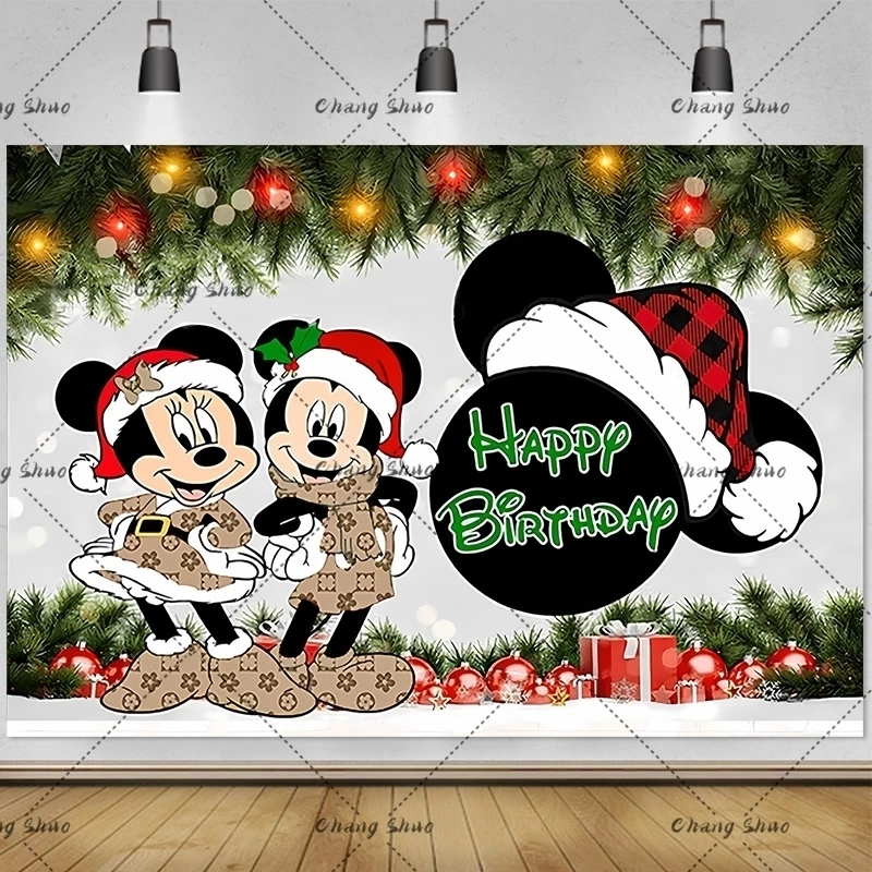 Disney Mickey Minnie Mouse Backdrops Birthday New Year Decor Custom Wedding Backgrounds Christmas Studio Supplies Banner Props