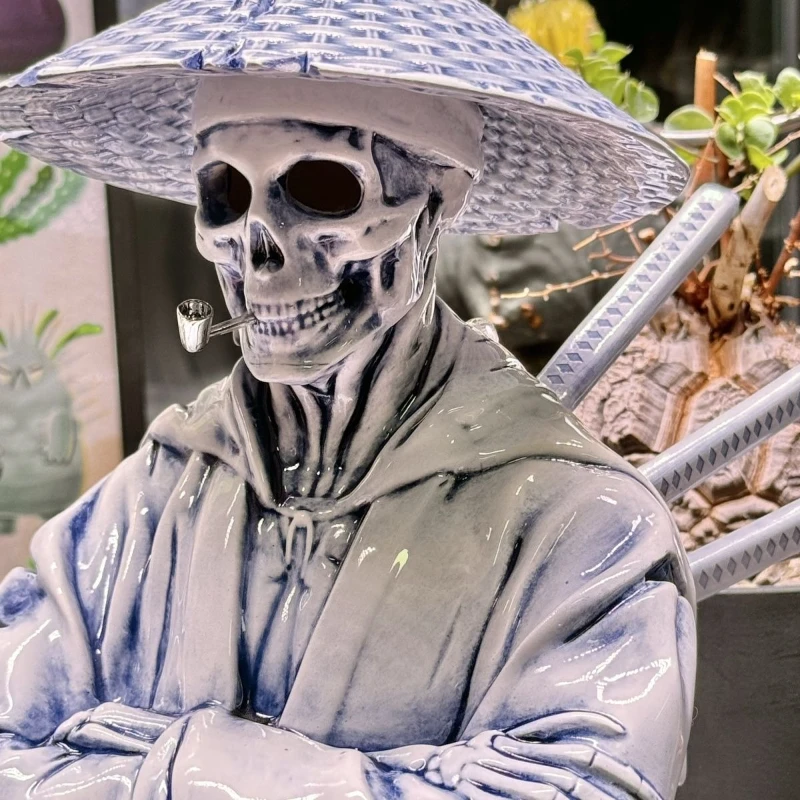 

MJ Ghost Warrior Ceramic Incense Burner Trendy Toys Skull Blue Gift NBHD Mountain Sculpture