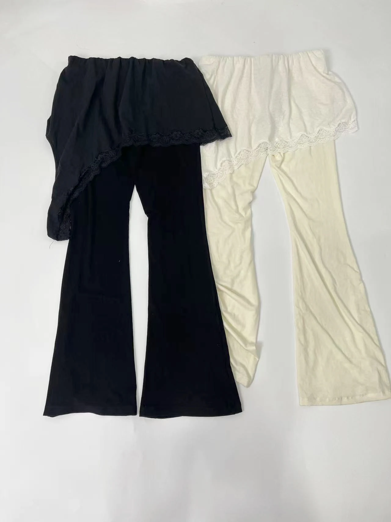 

Sle Lace Trim Flared Yoga Pants High Waist Wide Leg Casual Trousers for Women Commute Sle Summer Collection