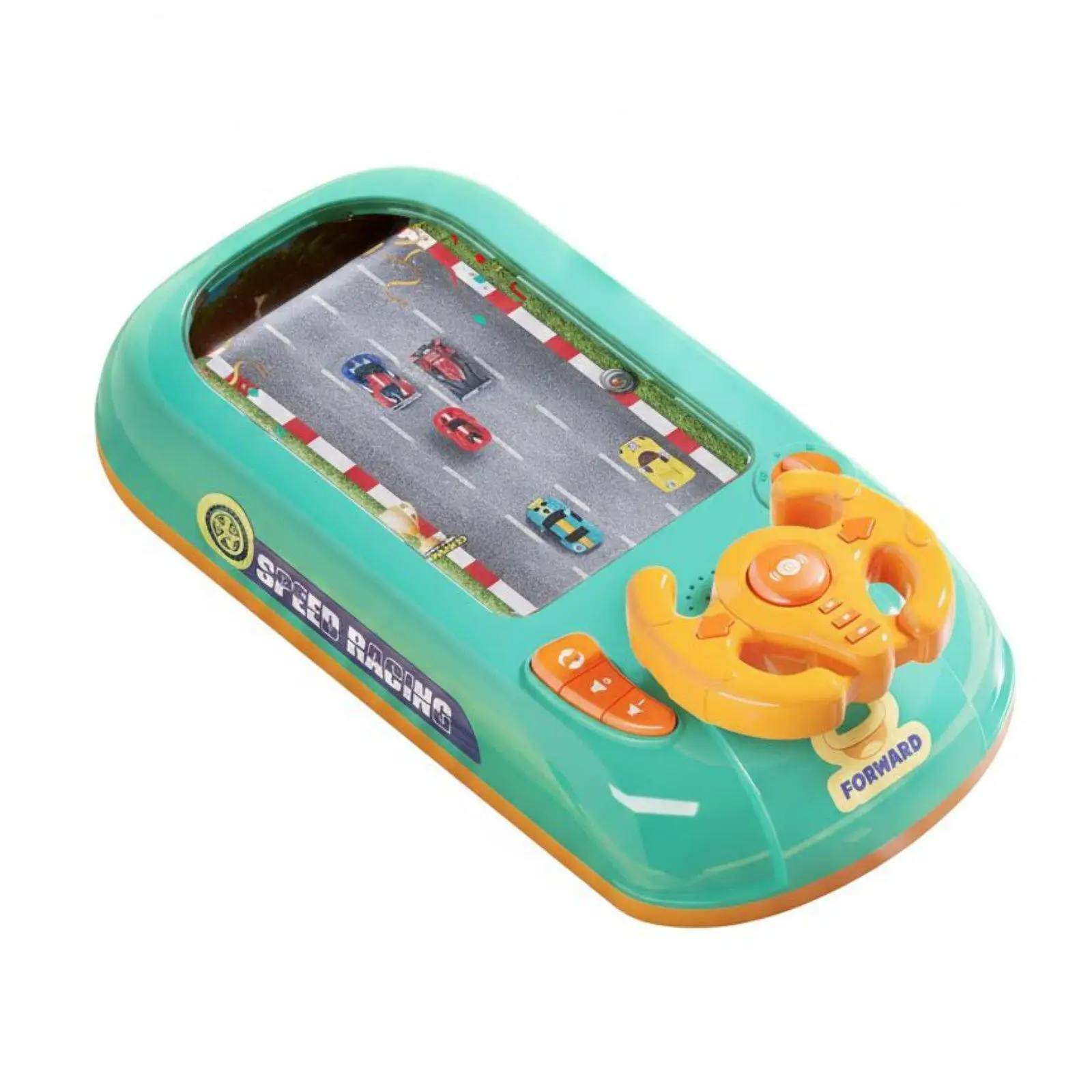Simulated Driving Steering Wheel Toy Adjustable Speed Car Adventure Game Music Function Handheld Game Console for Children,