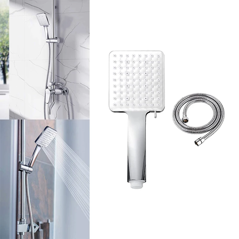 

High quality silver plated square six function manual shower paddle conversion booster shower nozzle kit