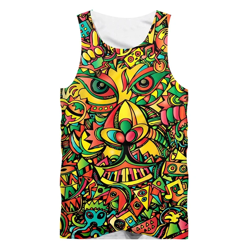 Men Sleeveless Tanks Tops 3D Funny Anime Graffiti Women Fashion Tops Summer O Neck Oversized Harajuku Male Campaign Vest Clothes