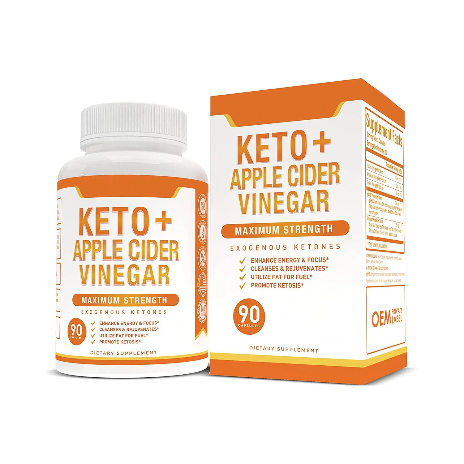 

2 bottles Ketuo BHB Apple Vinegar Weight Loss Capsule strengthens metabolism and supplements diet.