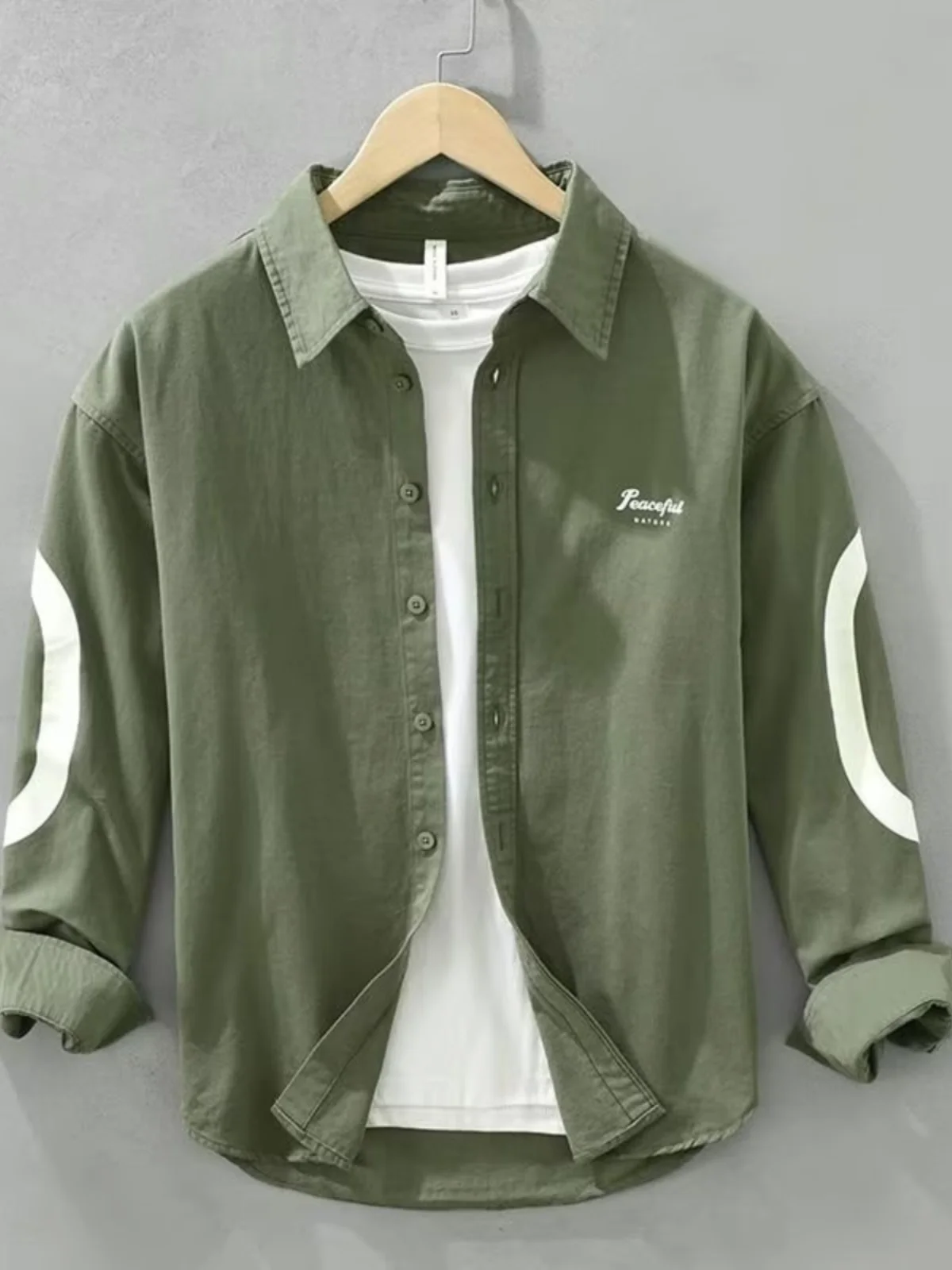 

Мужская рубашка с длинным рукавом в японском ретро-стиле, модный дизайн с цветовыми блоками, рабочая одежда, куртка на весну-осень, свободный крой, не требует глажки