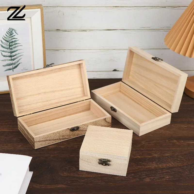 Rustic Vintage Style Wooden Storage Box With Hinged Lid Keepsake Box Organizer For Trinket Home Decor Crafts Art Hobbies