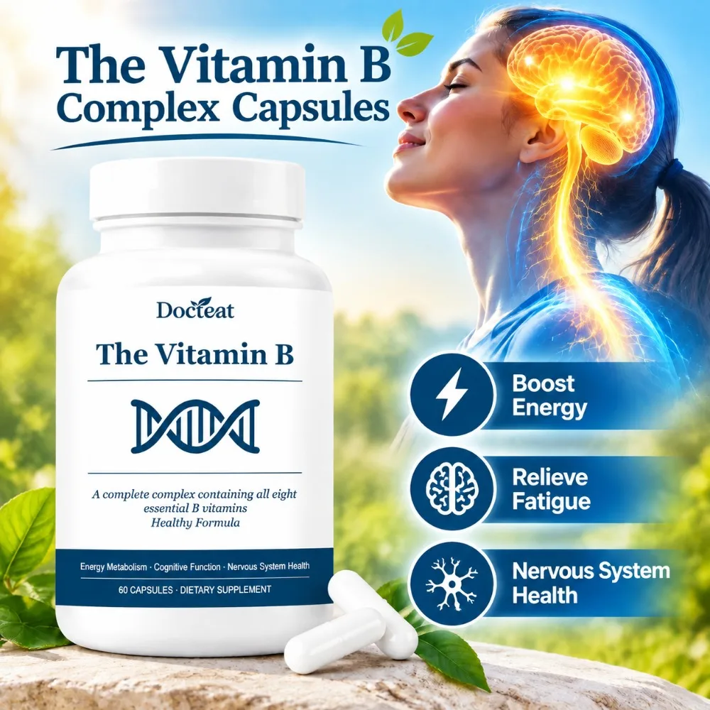 The Vitamin B Complex Capsules for Boosting Energy Relieve Fatigue & Nervous System Health with All 8 Essential B Vitamins 60 Ct
