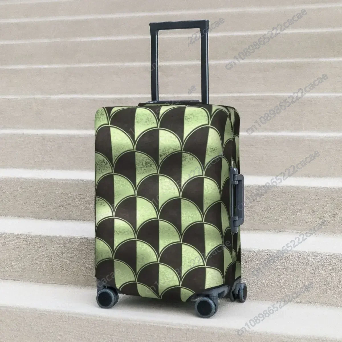 Wavy Palm Leaves Print Suitcase Cover Abstract Geometric Business Protector Flight Strectch Luggage Case