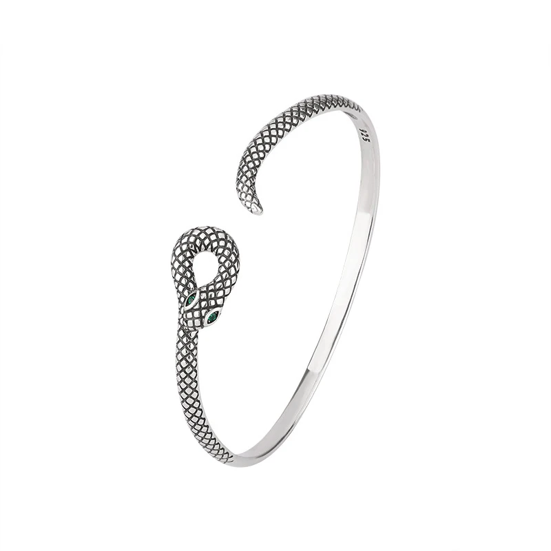 Foxanry Bending Snake Geometric Cuff Bracelets For Women Couples Personality Vintage Creative Simple Fashion Party Jewelry Gifts