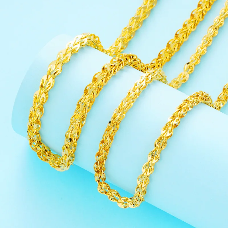 Luxury 24K 9999 Pure Gold real gold smooth phoenix tail necklace for men and women
