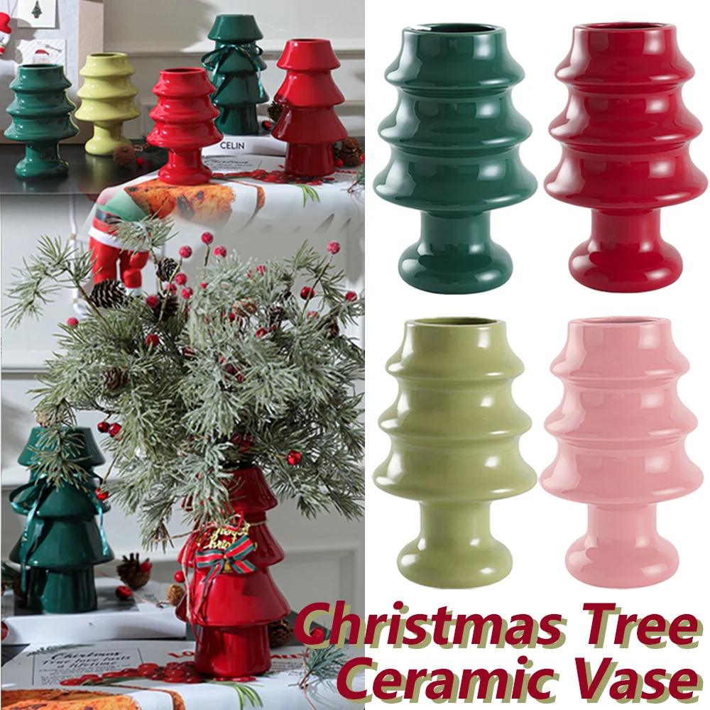 

Christmas Gift Creativity Ceramic Vase High-end Red Flower Arrangement Christmas Tree Atmosphere Ins Style Decoration Ornament