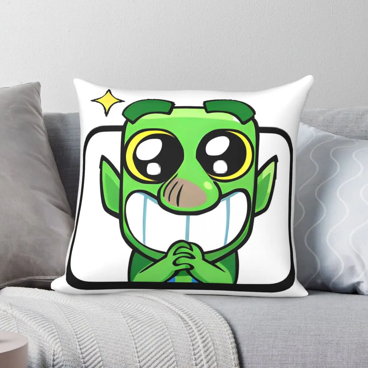 Happy Goblin Clash Royale Pillowcase Polyester Linen Velvet Pattern Zip Decor Room Cushion Cover 45x45