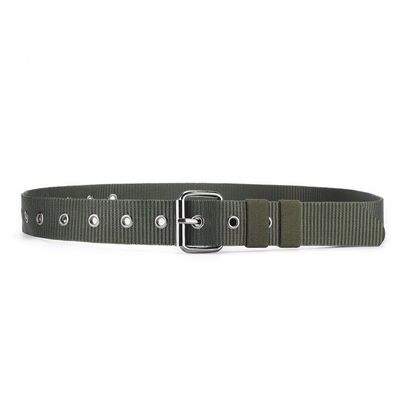 New Canvas Stripe Solid Color Belt for  Men Fashion Students Teenagers Jeans Waistband Female Versatile Needle Buckle Belt