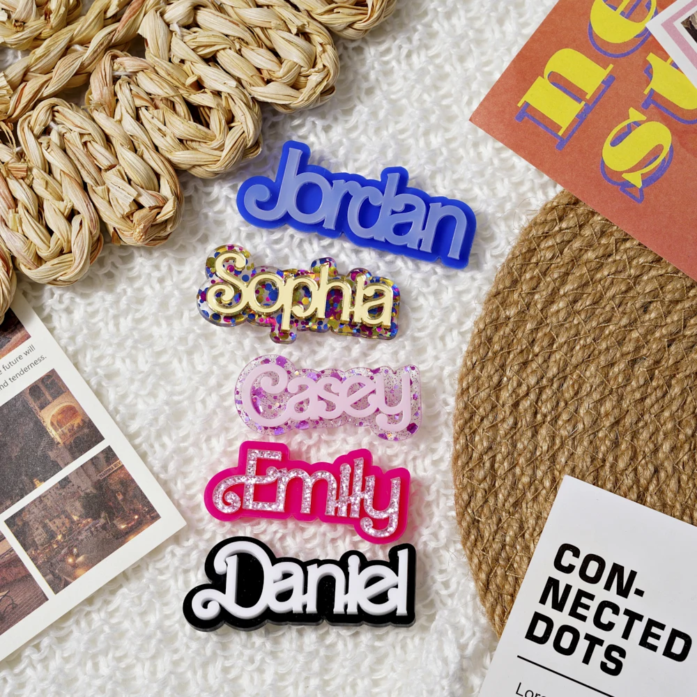 1 PC Personalized Name Shoe Charms | Custom Text Cut-Out Charms | Multi Color Acrylic Clog Accessories view 6