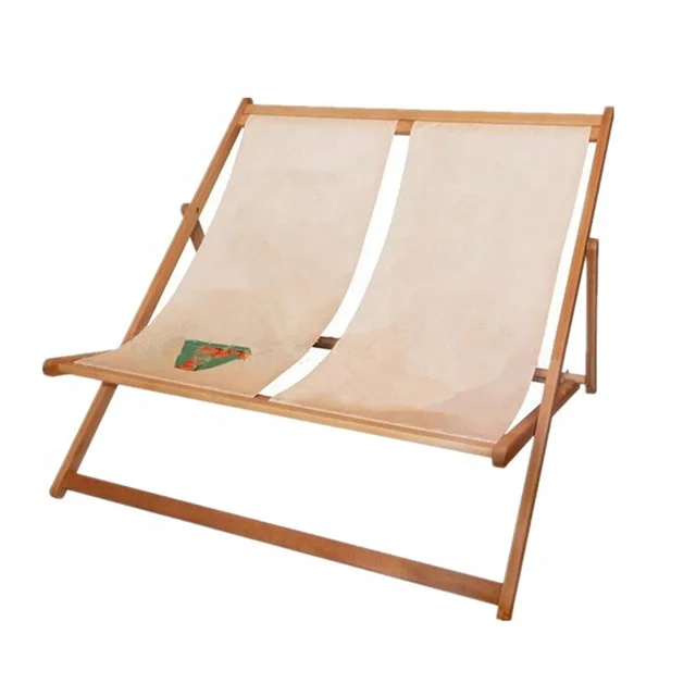 

Outdoor high quality double seat folding wooden deck beach chair