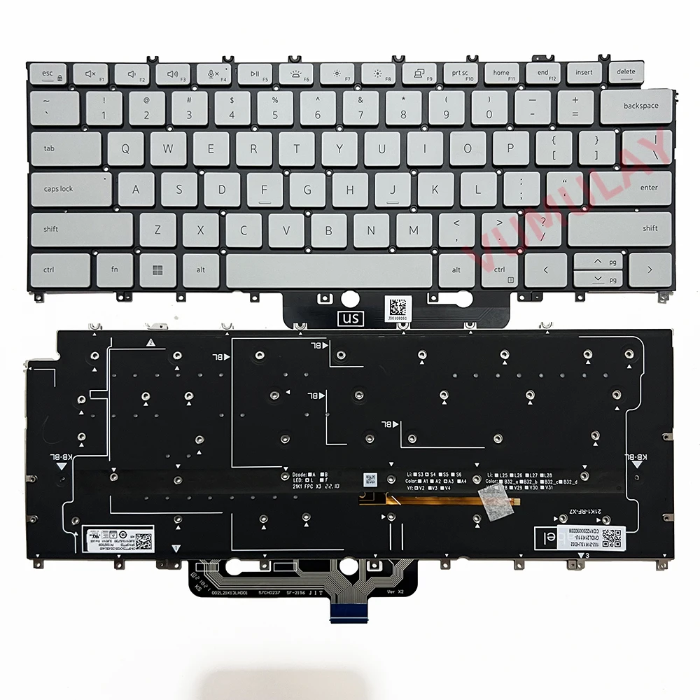 

Клавиатура с американской подсветкой для Dell XPS 9315 13-9315 P153G 0PTT23 DLM21K1 пепельно-серый