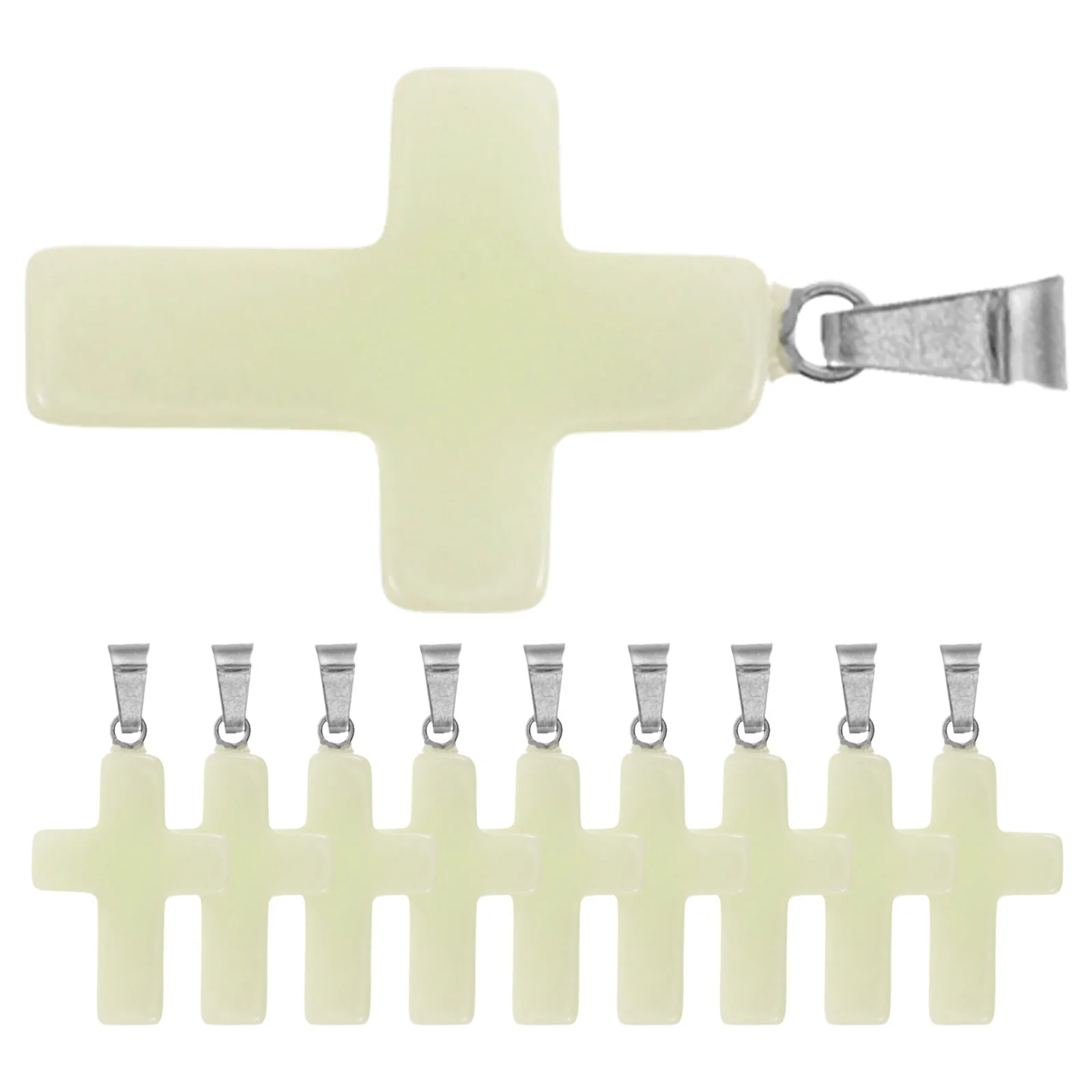

10 Pcs Luminous Stone Pendant Agate Crosses Miniature Charm Necklace Decors Night Travel Daily Use Accessories
