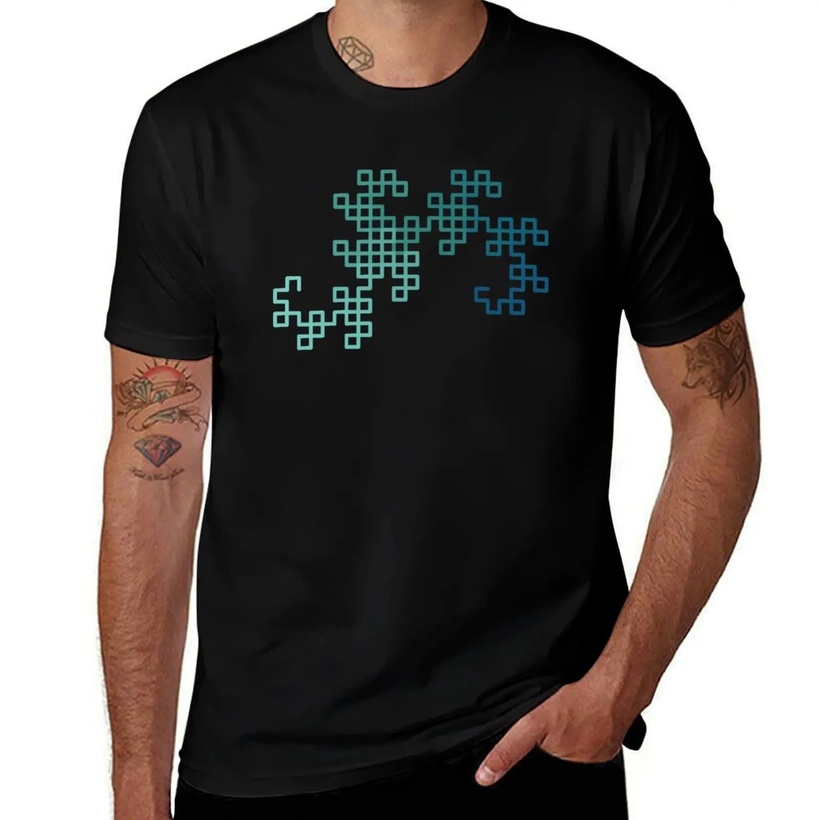 

Dragon Curve Fractal - 8 Steps Gradient T-Shirt anime tshirt t shirts for man graphic funny man graphic t shirt T-shirt