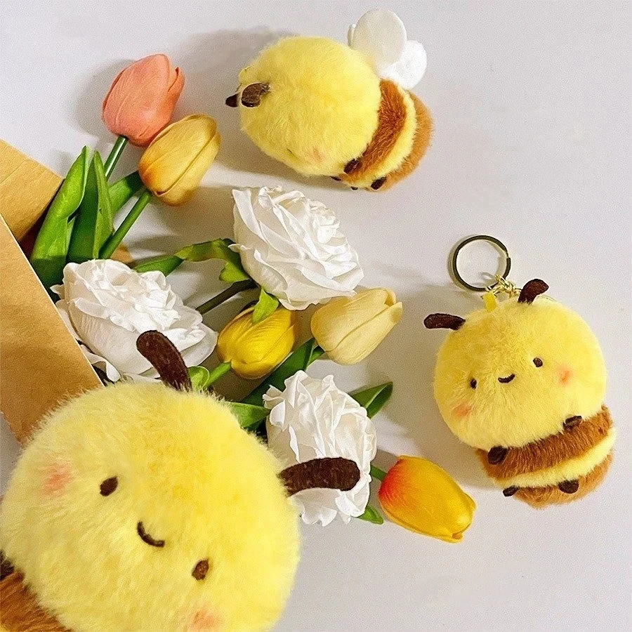 Cartoon Adorable Honey Bee Plush Toys Soft Cute Spring Bees Stuffed Pendants Perfect Birthday Gifts for Kids Girls and Boys