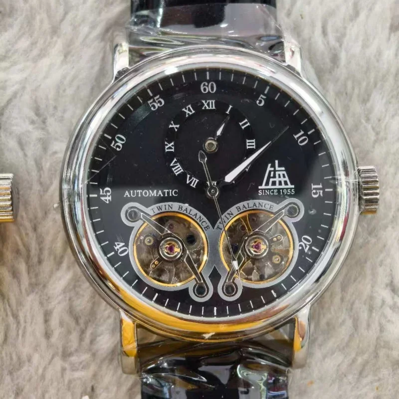 Shanghai Watch Real Shot Double Flywheel Wheel 42MM Automatic Mechanical Wristwatch Sapphire Waterproof Formal Men's Clock 83011